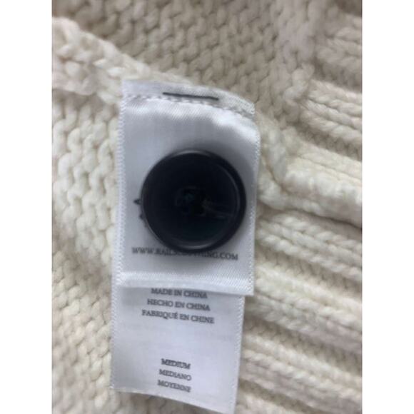 Rails Cardigan Women M Cream Button Front Cherry Strawberry Knit Puff Sleeve - Picture 5 of 11